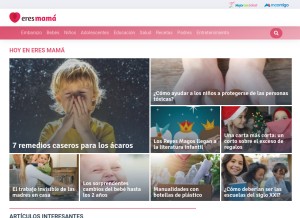 How eresmama.com looks like on a tablet such as an iPad.