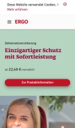 How ergo.de looks like on a mobile device such as an iPhone.