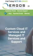 How ergos.com looks like on a mobile device such as an iPhone.