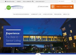 How ericksonliving.com looks like on a tablet such as an iPad.
