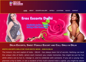 How erosescorts.in looks like on a tablet such as an iPad.