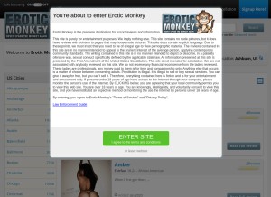 How eroticmonkey.ch looks like on a tablet such as an iPad.