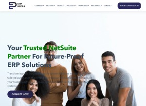 How erppeers.com looks like on a tablet such as an iPad.