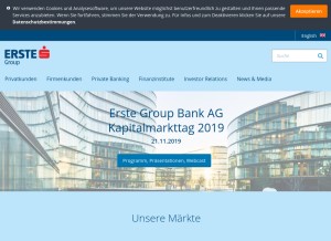 How erstegroup.com looks like on a tablet such as an iPad.