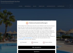 How erwachsenenhotels-buchen.de looks like on a tablet such as an iPad.