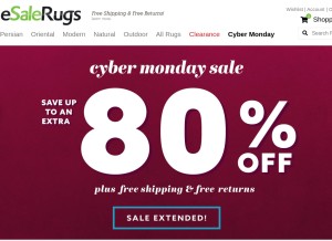 How esalerugs.com looks like on a tablet such as an iPad.