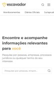 How escavador.com looks like on a mobile device such as an iPhone.