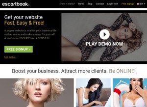 How escortbook.com looks like on a tablet such as an iPad.