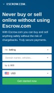 How escrow.com looks like on a mobile device such as an iPhone.