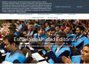 How escuelaunidadeditorial.es looks like on a tablet such as an iPad.