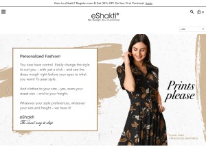 How eshakti.com looks like on a tablet such as an iPad.