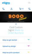 How esigns.com looks like on a mobile device such as an iPhone.