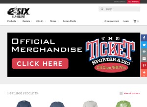 How esixsportswear.com looks like on a tablet such as an iPad.