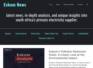 How eskomnews.co.za looks like on a tablet such as an iPad.