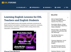 How eslforums.com looks like on a tablet such as an iPad.