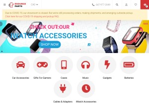 How esourceparts.ca looks like on a tablet such as an iPad.