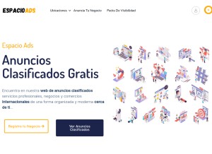 How espacioads.com looks like on a tablet such as an iPad.