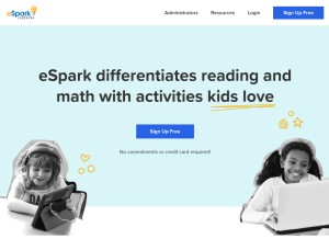 How esparklearning.com looks like on a tablet such as an iPad.