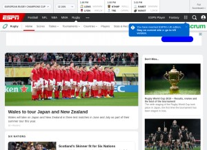 How espnscrum.com looks like on a tablet such as an iPad.