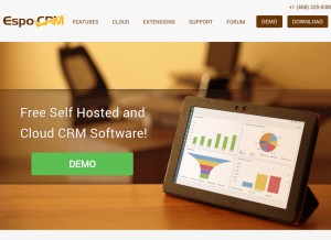 How espocrm.com looks like on a tablet such as an iPad.