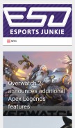 How esportsjunkie.com looks like on a mobile device such as an iPhone.