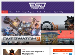 How esportsjunkie.com looks like on a tablet such as an iPad.
