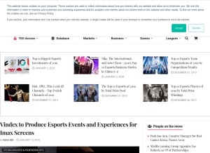 How esportsobserver.com looks like on a tablet such as an iPad.