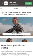 How esprit.de looks like on a mobile device such as an iPhone.