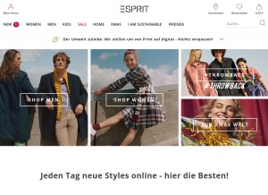 How esprit.de looks like on a tablet such as an iPad.