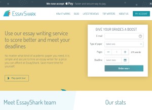 How essayshark.com looks like on a tablet such as an iPad.