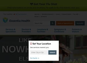 How essentiahealth.org looks like on a tablet such as an iPad.