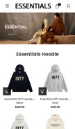 How essentialhoodiestore.com looks like on a mobile device such as an iPhone.