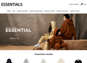 How essentialhoodiestore.com looks like on a tablet such as an iPad.