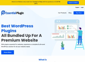 How essentialplugin.com looks like on a tablet such as an iPad.