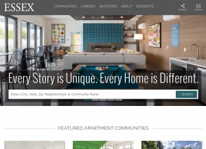 How essexapartmenthomes.com looks like on a tablet such as an iPad.