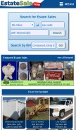 How estatesale.com looks like on a mobile device such as an iPhone.