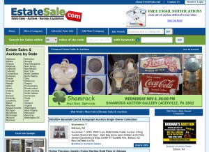 How estatesale.com looks like on a tablet such as an iPad.