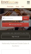 How estatesales.org looks like on a mobile device such as an iPhone.
