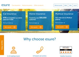 How esure.com looks like on a tablet such as an iPad.