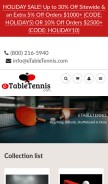 How etabletennis.com looks like on a mobile device such as an iPhone.