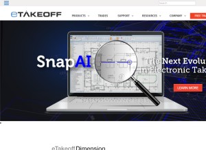 How etakeoff.com looks like on a tablet such as an iPad.