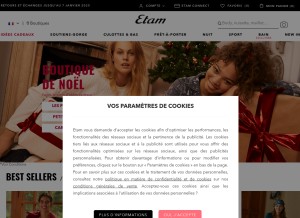 How etam.com looks like on a tablet such as an iPad.