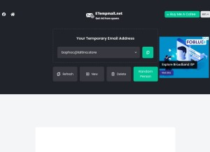 How etempmail.net looks like on a tablet such as an iPad.