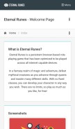 How eternalrunes.com looks like on a mobile device such as an iPhone.