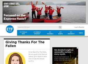 How etf.com looks like on a tablet such as an iPad.
