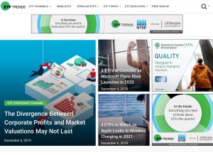 How etftrends.com looks like on a tablet such as an iPad.