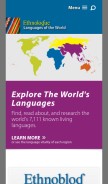 How ethnologue.com looks like on a mobile device such as an iPhone.