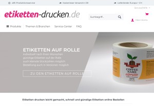 How etiketten-drucken.de looks like on a tablet such as an iPad.