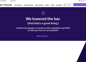 How etradefinancial.com looks like on a tablet such as an iPad.