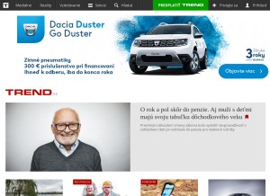 How etrend.sk looks like on a tablet such as an iPad.
